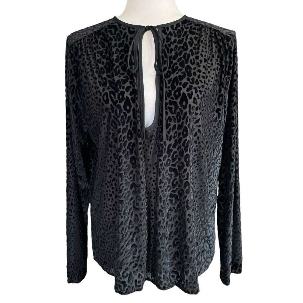 Loyd/Ford Blouse Women's Animal Print Black V-neck Whimsigoth Witchy Goth Sz 8